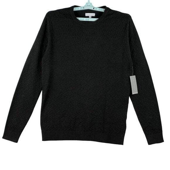 NWT Geoffrey Beene Men's Black Pullover Knit Soft Lightweight Crew Sweater Sz M - Picture 1 of 10